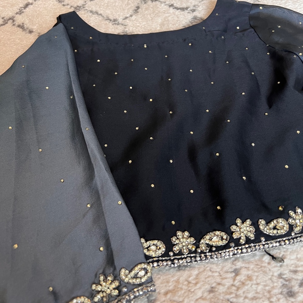 Beautiful black saree with hint of gray!